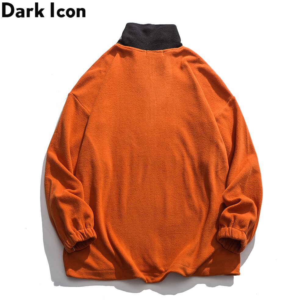 Mörk ikon sherpa broderi halv dragkedja herrtröja tröjor tröjor herr höst streetwear herrkläder