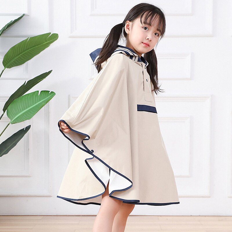 Kids Children's Windproof Raincoat Waterproof Hooded Raincoat Kindergarten Kids Baby Stereo Poncho With School Bag Outerwear