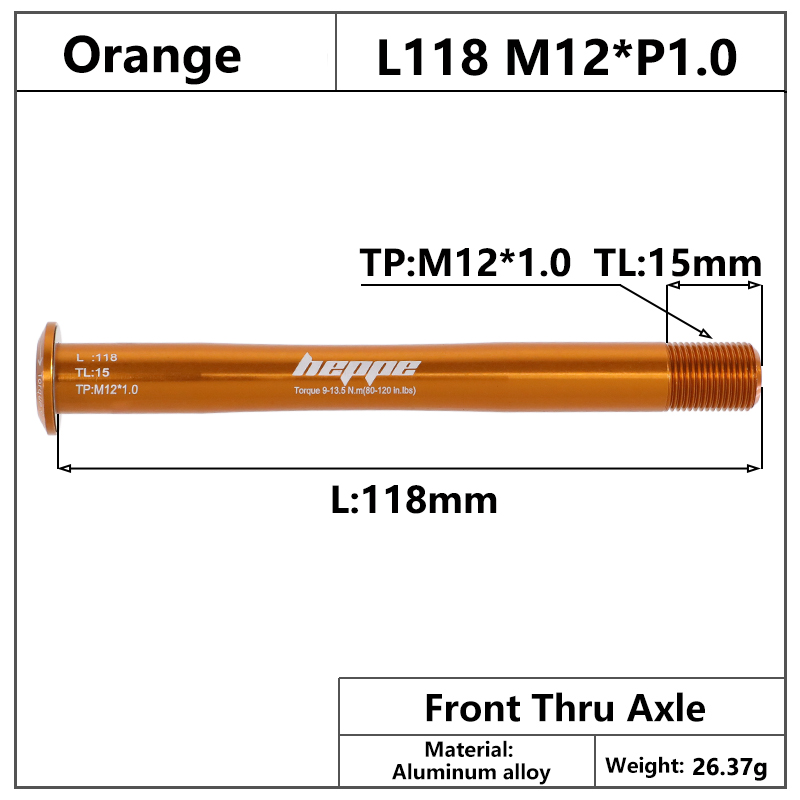 HEPPE MTB Rennrad Ultraleicht Steckachse Vorderradgabel Welle Spieß 12x100/110 Hinterradnabe Steckachse 12x142 12x148 Orange Steckachse: Gelb
