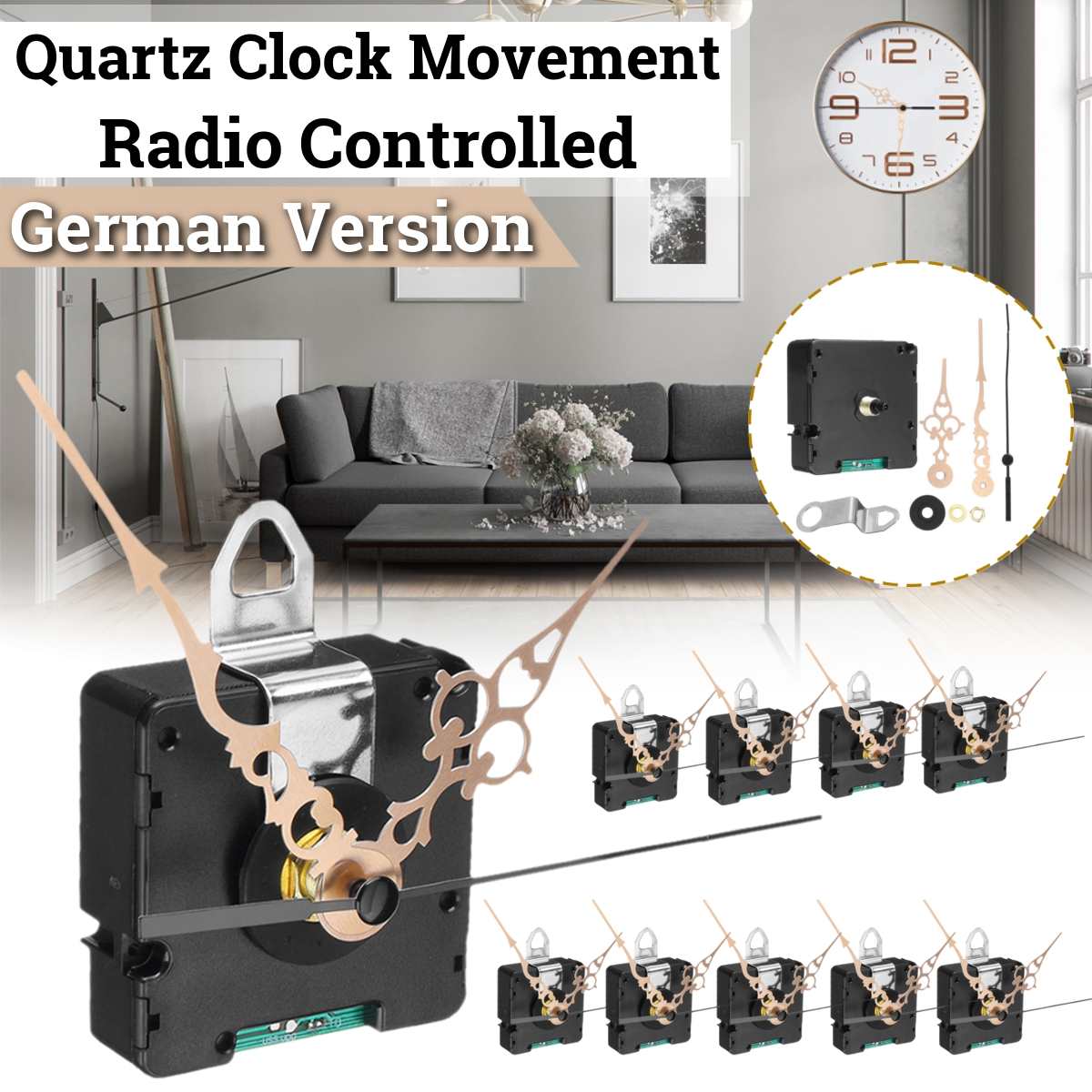 1/2/5/10x Quartz Clock Atomic Radio Controlled Silent Clock Movement DIY Kit Germany DCF Signal HR9403 Model Just for European
