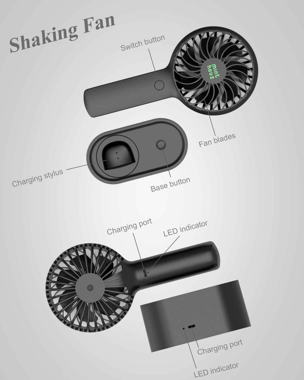 Mini Fan Portable Fan Handheld USB Rechargeable Fans Desktop USB Desk Air Cooler Outdoor Travel Office Hand Floor Standing Fan