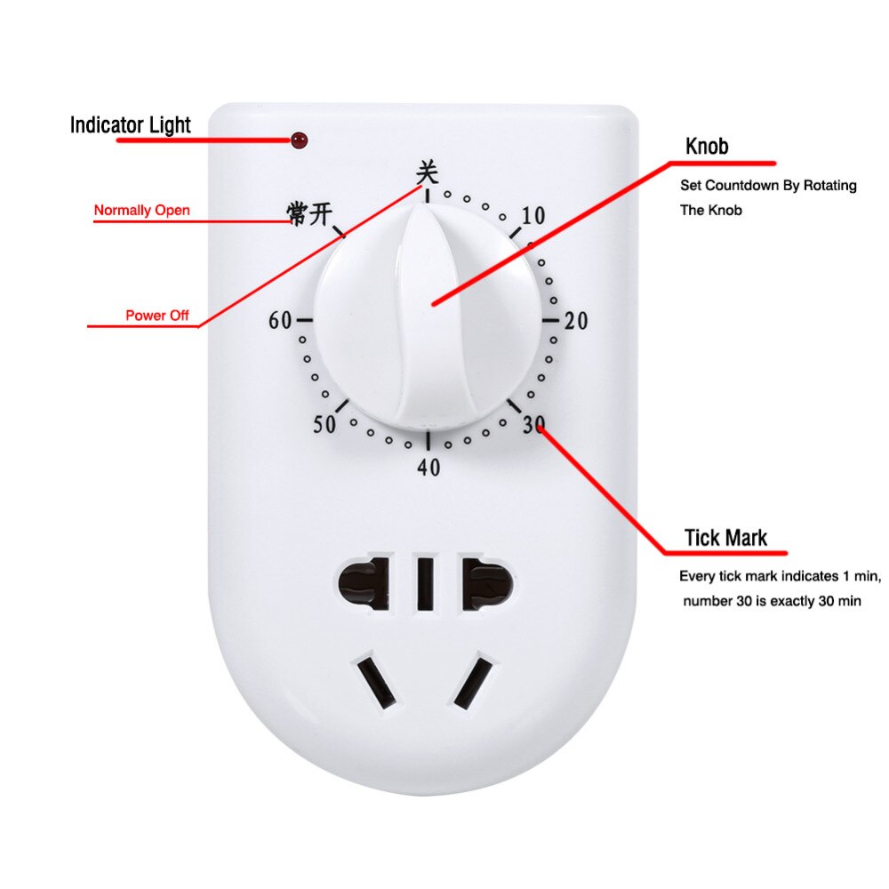 AC 220V 10A 60Min Countdown Control Timer Socket Electronic Digital Timer Switch Socket Time Control Switch