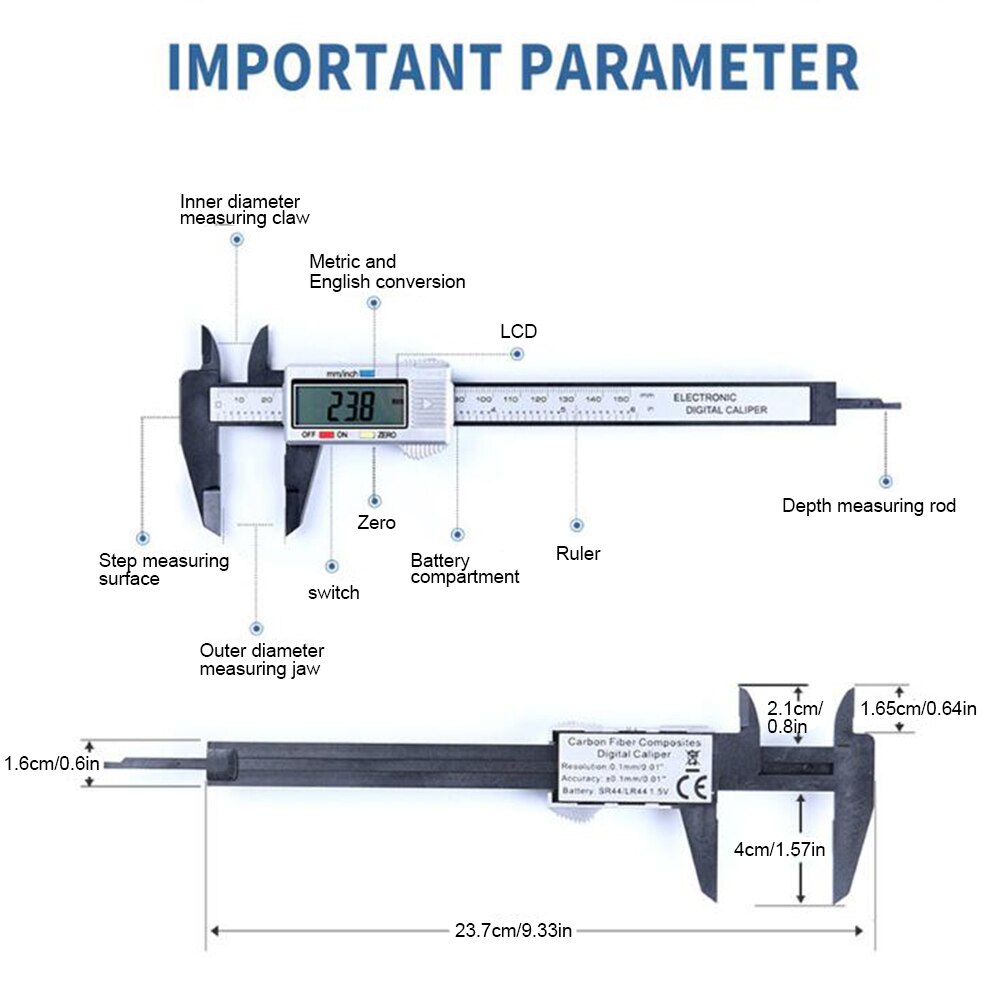 Digital Caliper Levels 6 Inch Instruments 0-150mm Micrometer Electronic Digital Vernier Caliper Woodworking Tools