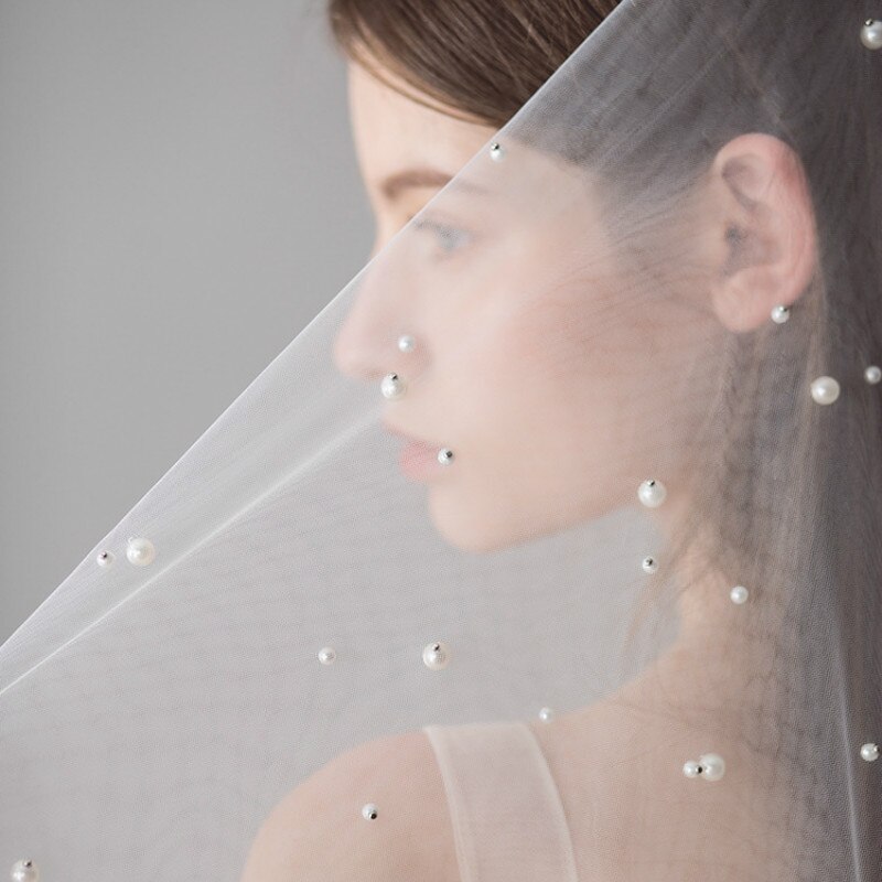 Ivoor Bruidssluier Met Kam Vingertop Parel Bruiloft Sluier Veu De Noi V604