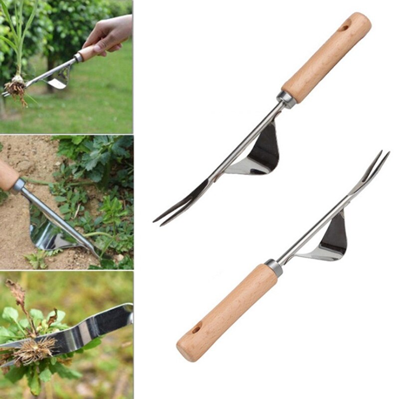 Outil de désherbage manuel, désherbeur manuel avec manche en bois, outil de désherbage manuel, creuser des terres agricoles, fourchette de jardin de pelouse
