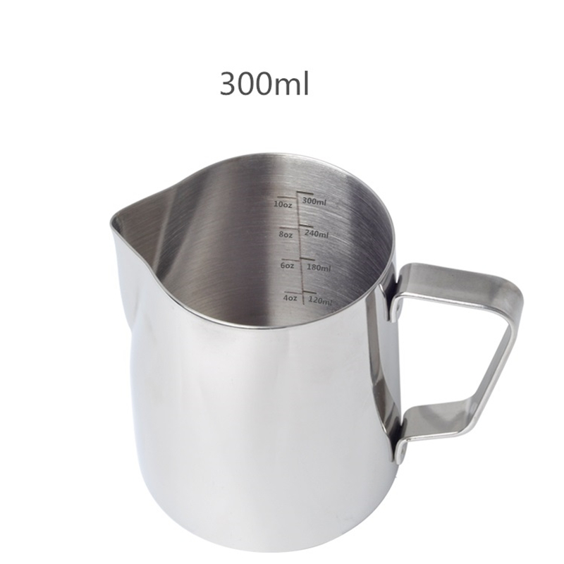 Stainless Steel Milk Frothing Jug Milk Pitcher Espresso Coffee Pitcher Barista Craft Coffee Latte Milk Jugs Frother Cup Pitcher: With Scale 300ml