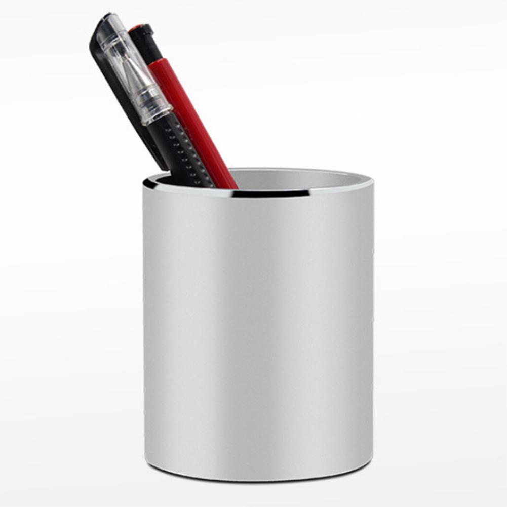 Moderne Desktop Kantoor Aluminium Pen Houder Kantoor Thuis Pen Potlood Houder Geval Borstel Cup Opslag