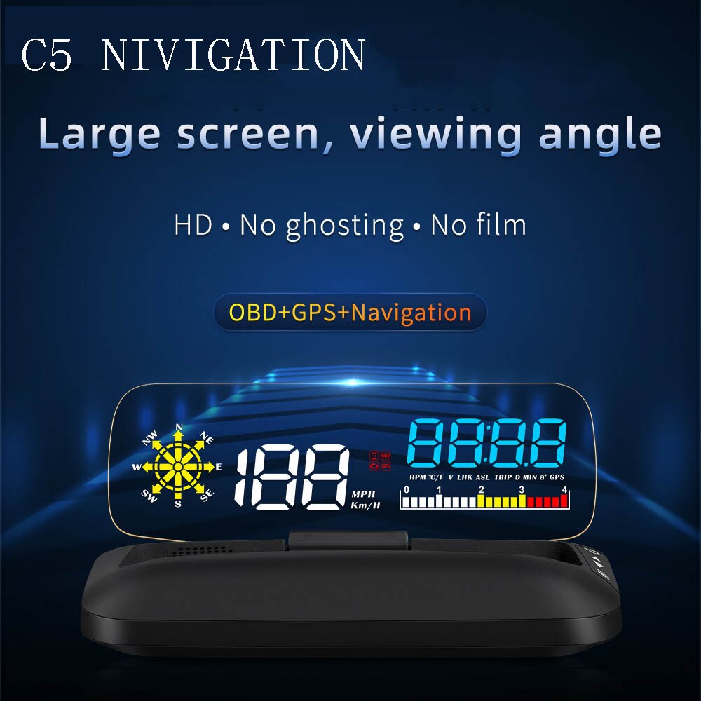 Navigation  c5 hud head up display obd 2 gps dobbelt system  c800 obd 2 gps hud  c500 obd 2 projektor sikkerhed vand temp hastighed