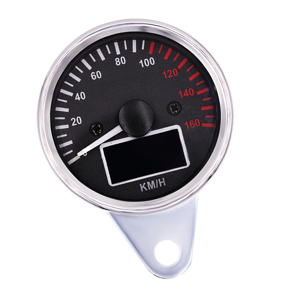 Waterproof 12V Motorbike Chrome LCD Speedometer Odometer Tachometer Multifunction Gauge