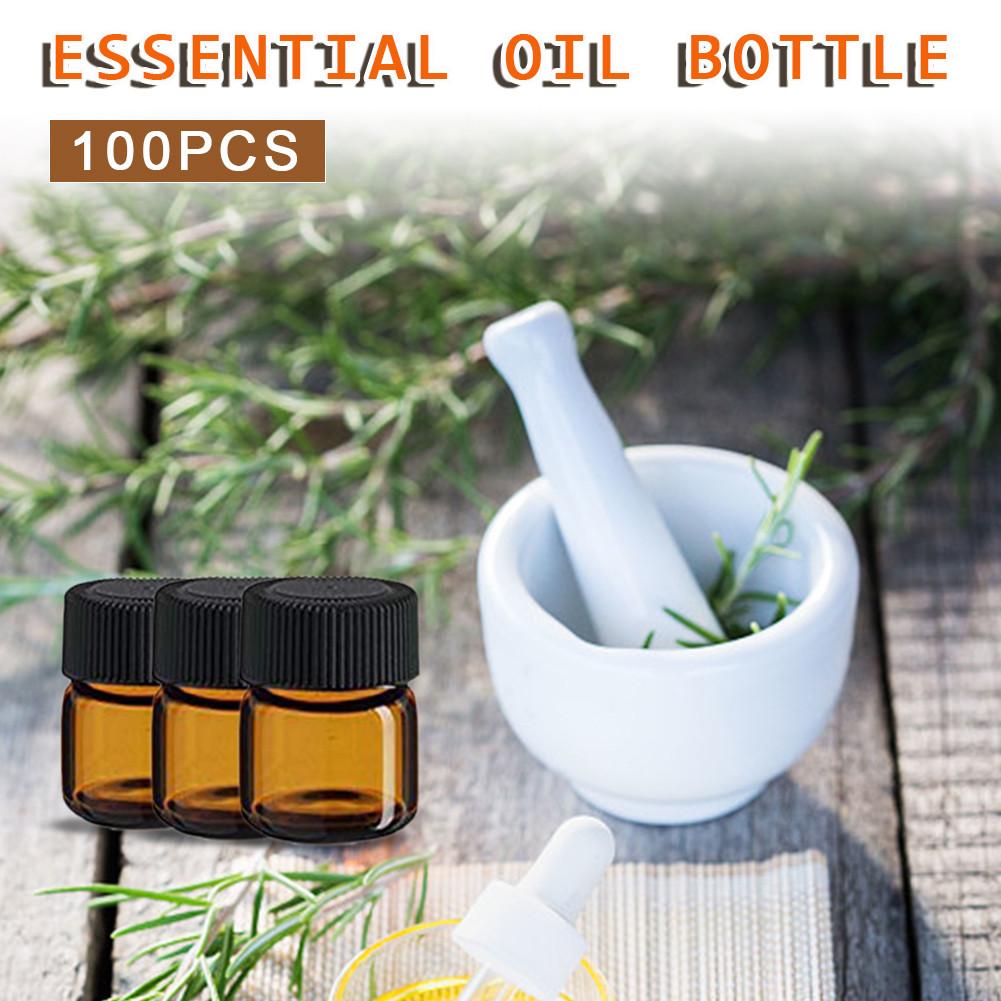 100Pcs Etherische Olie Fles Mini Glazen Fles Amber Sample Vial Kleine Etherische Olie Fles Reizen Moet # 4O