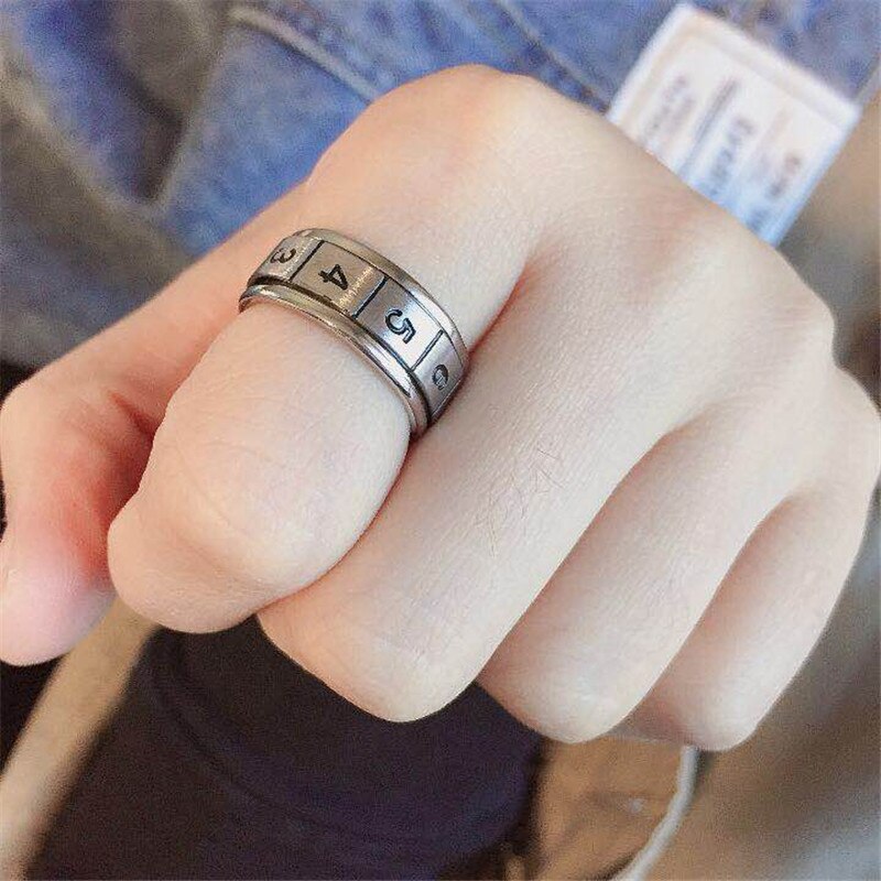 8mm Rotated Titanium Ring for Men and Women Arab Numerals