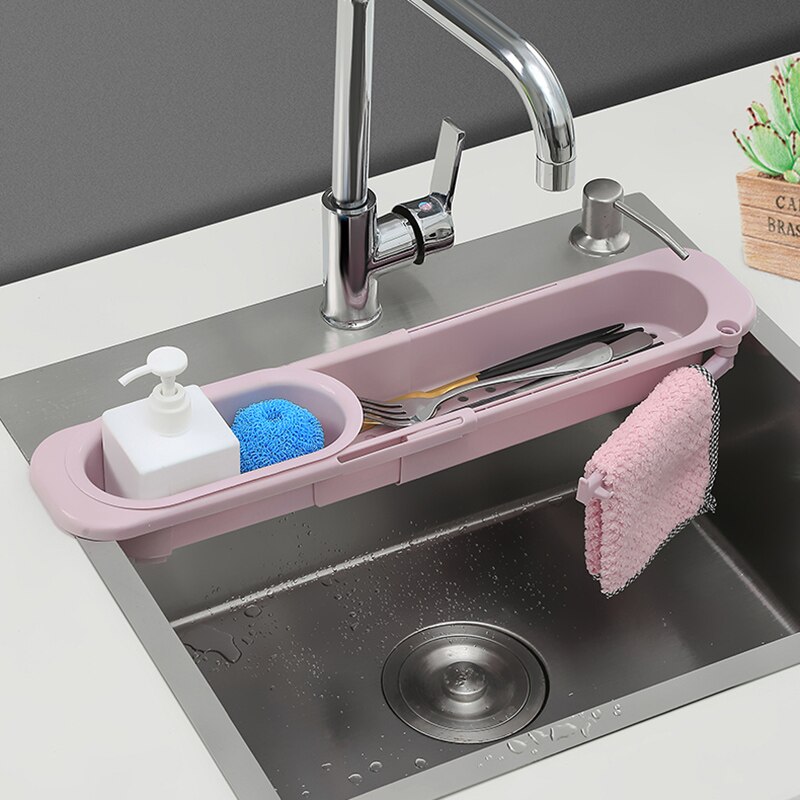 Telescopische Gootsteen Plank Keuken Zeep Spons Gootsteen Rek Wastafels Houder Organizer Sink Opslag Mand Keuken Gadgets