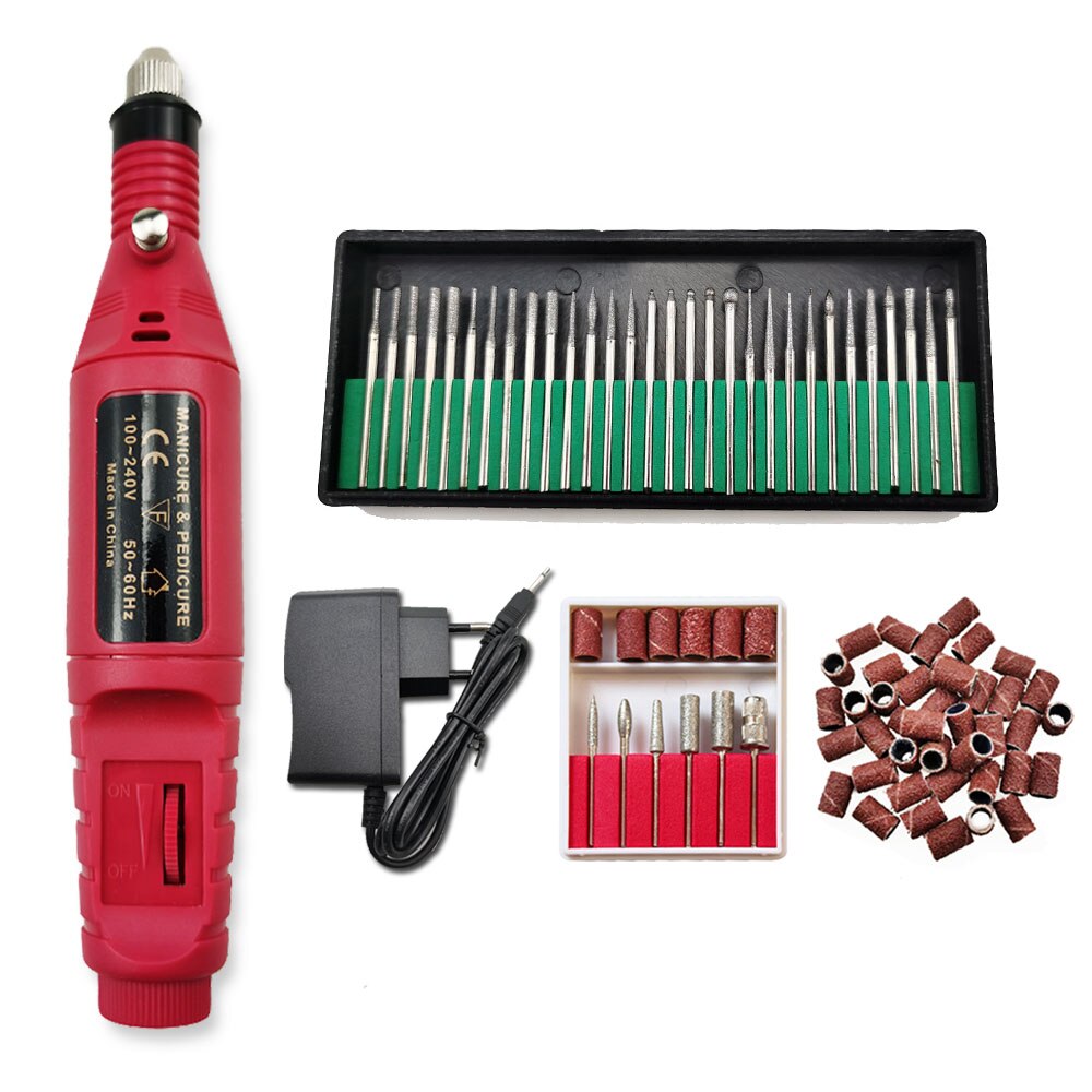 Juego de manicura con máquina pulidora eléctrica, lima de uñas , removedor de Gel, herramientas de pulido, equipo fuerte para uñas: mini with adapter 4