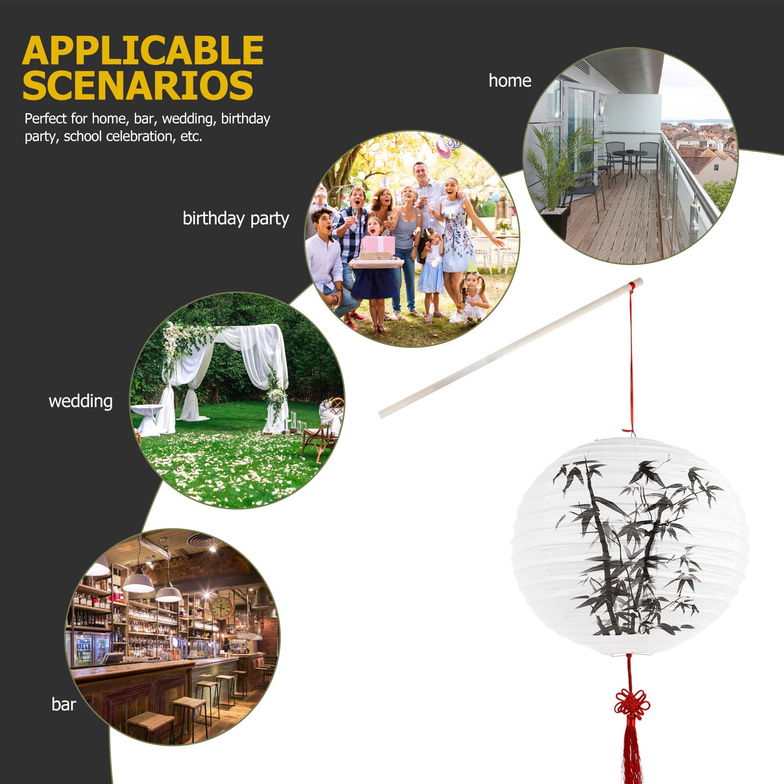 1 Set of Antique Style Printed Paper Lantern Chinese Paper Lamp Lantern