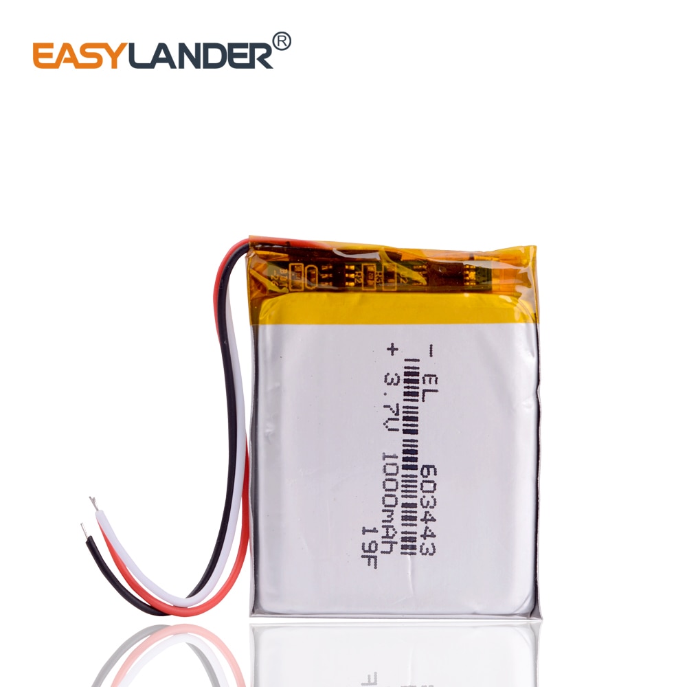 3 linjers liter energibatteri 3.7v e vei rute  lh950 lh980n 603443 063443 1000 mah 5 tommers navigator universalt oppladbart batteri