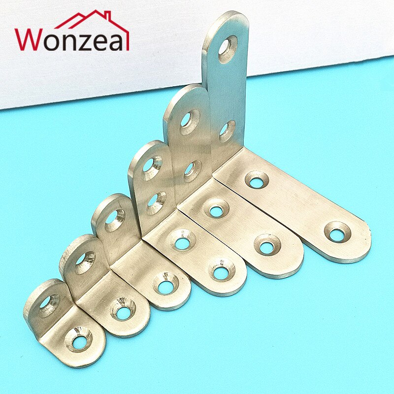 Thickened 2.5mm/3mm L Shape Corner Bracets Stainless Steel Brackets 90 Angle Joint Fastener Shelf Support for Furniture Hardware