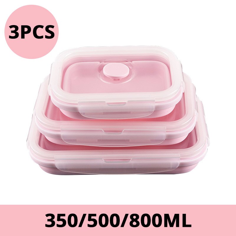Draagbare Siliconen Lunchbox Inklapbare Intrekbare Voor Opslag Servies Verwarmd Voedsel Container Vouwen Kinderen Bento Lunchbox