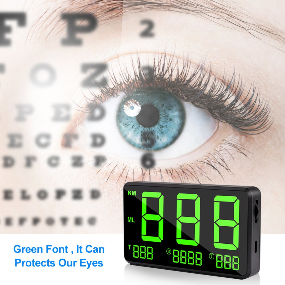 Car GPS Speedometer HUD Display Automatic Record Mileage 4.5 Inch Headup Display Overspeed Alarm Plug and Play Adjust Brightnes