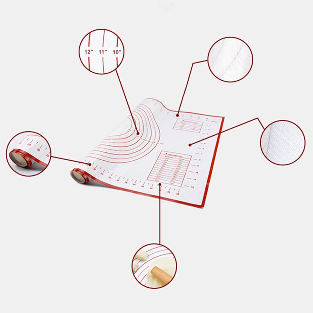 Silicone Non-stick Rolling Dough Mat Baking Pad Pastry Bakeware Kitchen Gadgets