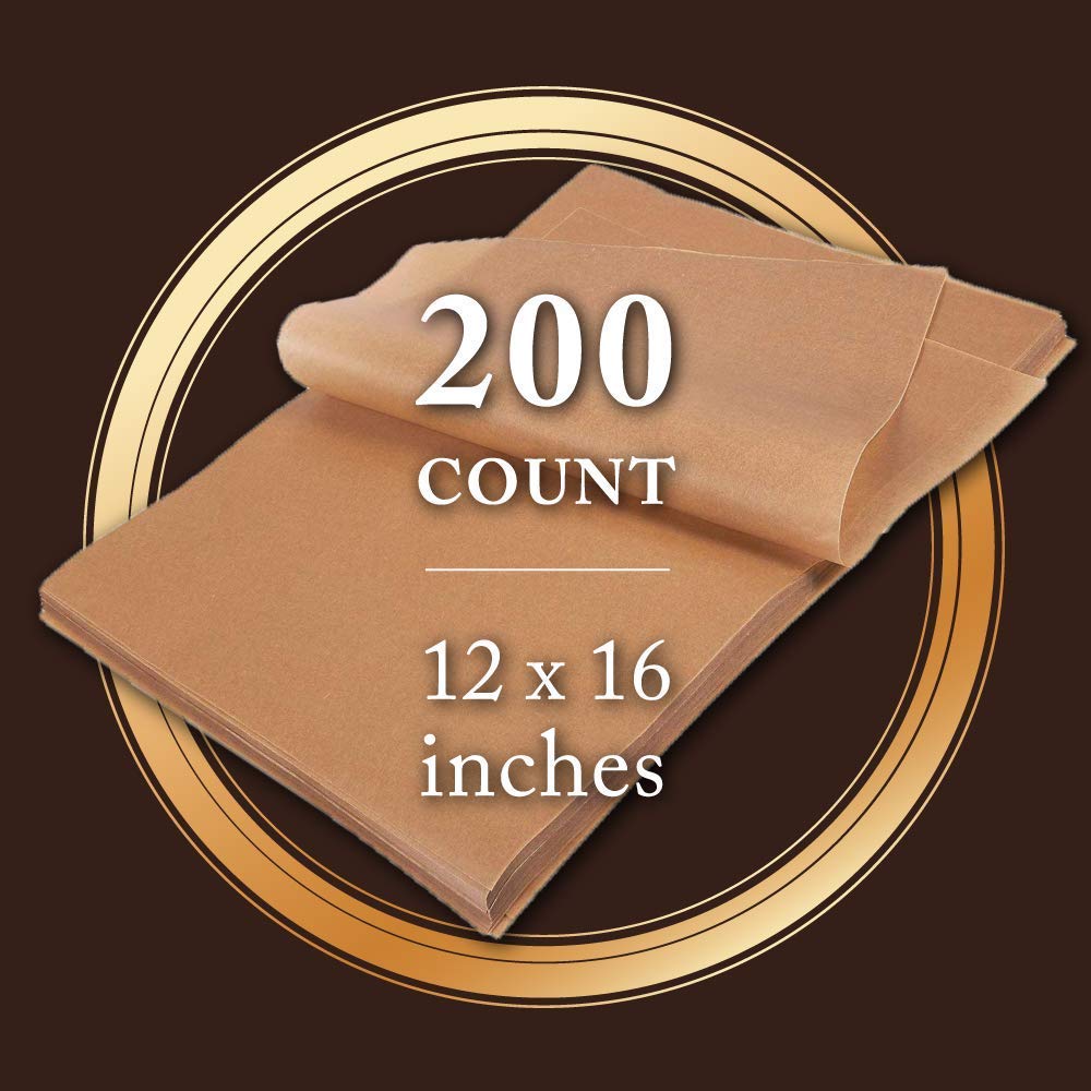 200 Pre-Cut Perkamentpapier-Ongebleekt Perkament Papier Voor Half Vel Pannen-Non-stick Bakken Perkament vel, bruin, 30X40