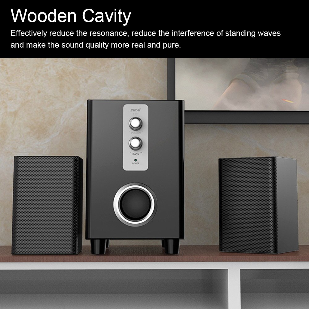 SADA D-200T 3 in 1 Home Speaker 3.5mm Wired Computer PC Speakers USB Powered Sound Box for Desktop Laptop Notebook MP3 MP4