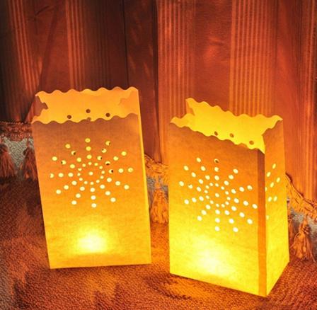 10 pcs/lot en plein air bougie lanterne étoiles thé porte-lumière papier lanterne bougie sac pour fête de fête fournitures de mariage décoration: sun