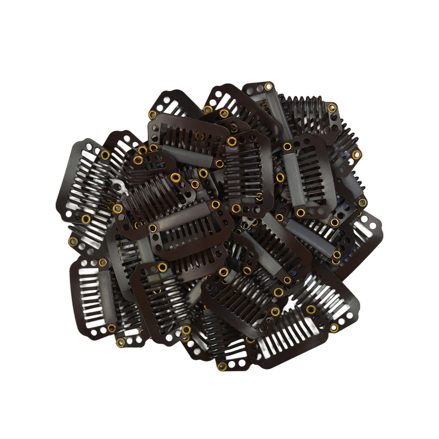 50 stk. hårklips for extensions, 28mm parykkklips for menneskehår, pannelugg, tilbehør til hårextensions, verktøy: Mørkebrun