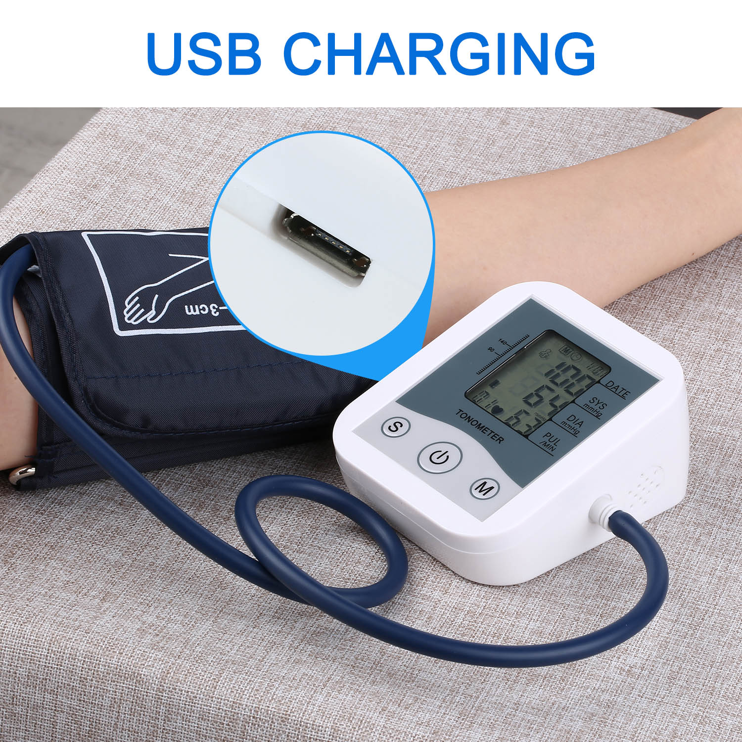 Arm Sphygmomanometer LCD Digital Display Blood Pressure Monitor Pulse Scanning Oscillometry Measuring for Measuring Pulse Rate