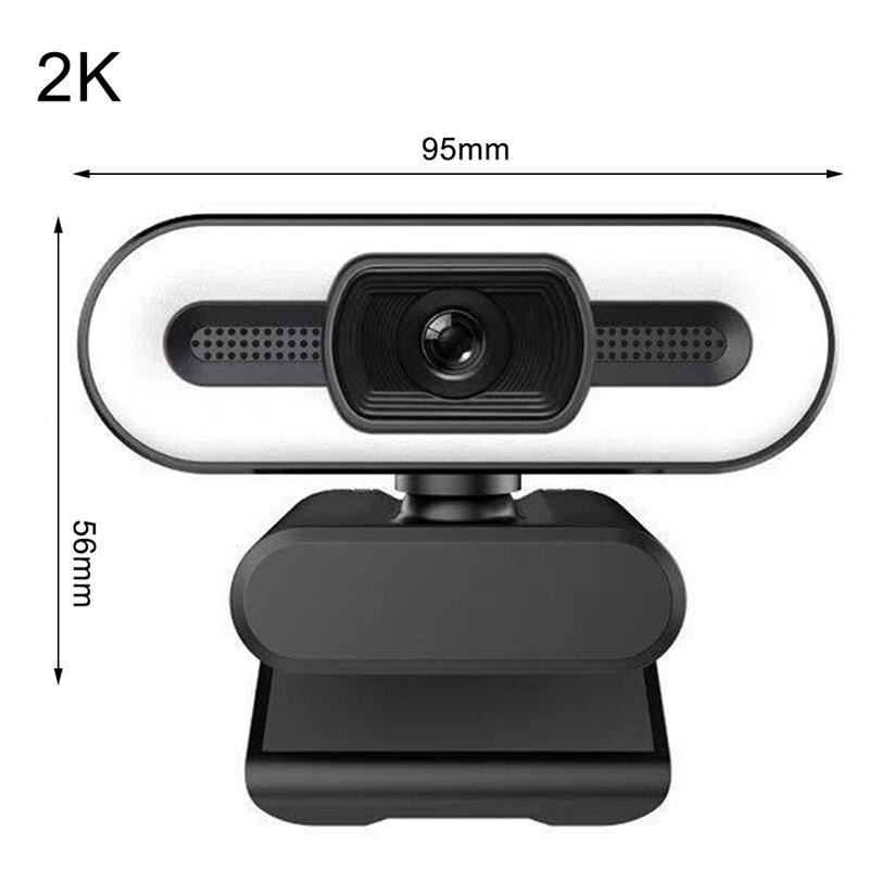 USB Webcam with Fill Light 720P/1080P/2K HD PC Computer Camera With Microphone For Meeting Office Household Video Recording