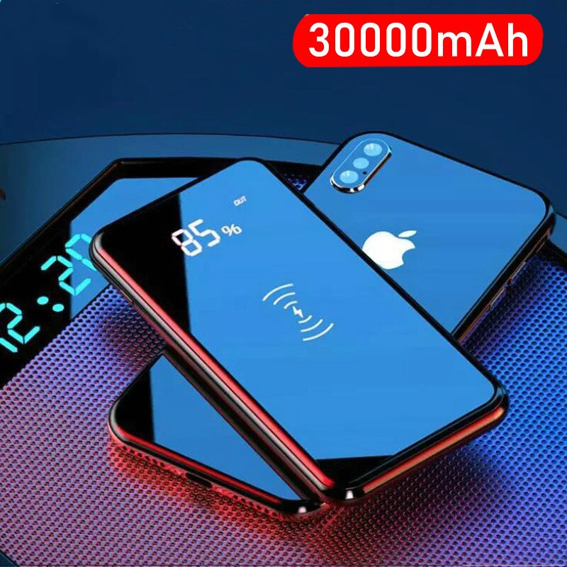 30000mah Power Bank Wireless Charger For iPhone Samsung External Battery Bank Built-in qi Wireless Charger Powerbank CD11