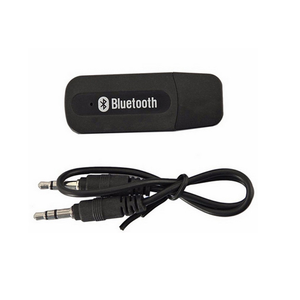 Auto USB Bluetooth-compatibele audio-ontvanger Auto draadloze adapter met 3,5 mm AUX audio-datakabel voor pc-laptop telefoon: Black