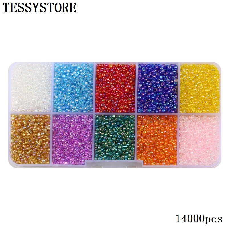 TESSYSTORE coffret 2mm perles de rocaille en verre breloque tchèque cristal entretoise perles de verre pour la fabrication de bijoux anneaux bricolage accessoires faits à la main: A388