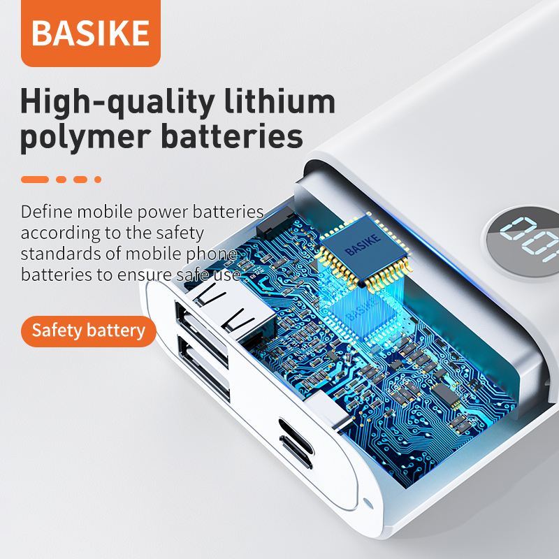 BASIKE Portable Power Bank Mini Powerbank Auxiliary Battery For iPhone External Battery Spare Battery Charger For All Phone
