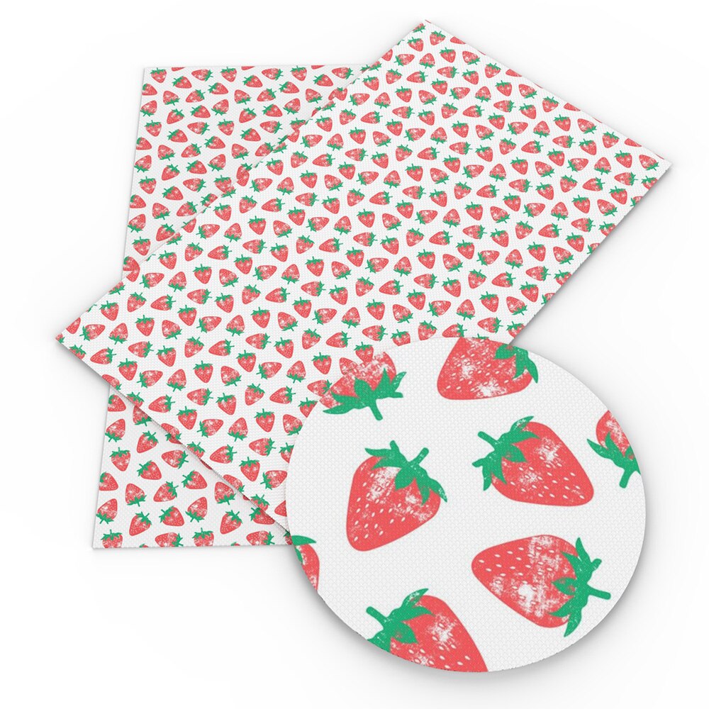 Fruits Theme Faux Leather Sheets Pineapple Strawberry Banana Pattern Printed Synthetic Leather Fabric Sewing Materials Crafts: 1096055001