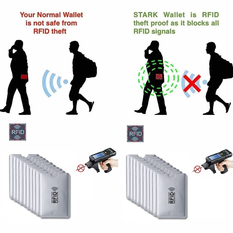 10 stk merke anti rfid skjerming kortleser lås bankkorthylse beskyttelse id nfc aluminium kredittkorthylse