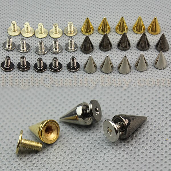 100 Stuks Goud Kleur Spikes Cone Studs Diy Studs En Spikes Studs En Spikes Voor Kleding Leer Craft Punk Rock