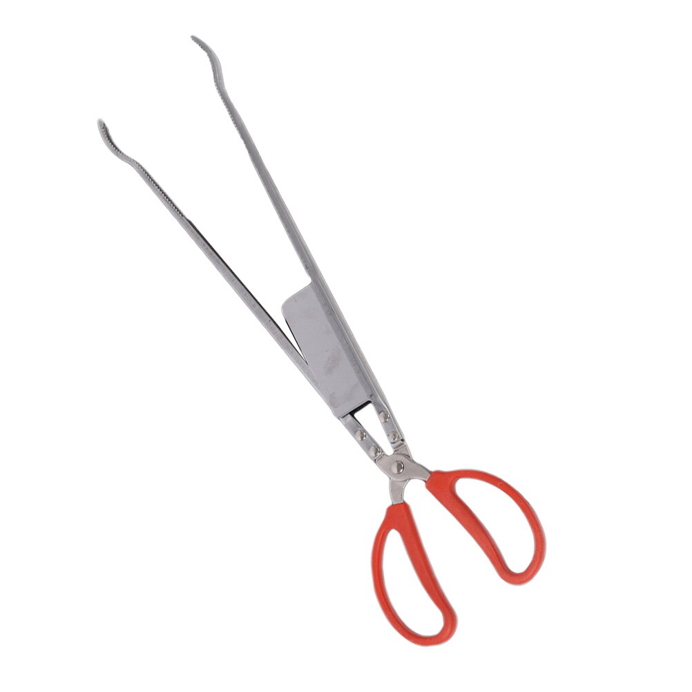 Stainless Steel Eel Tong Crab Tong Crab Non-slip Clamp Scissor Lobster Clip: Red curved