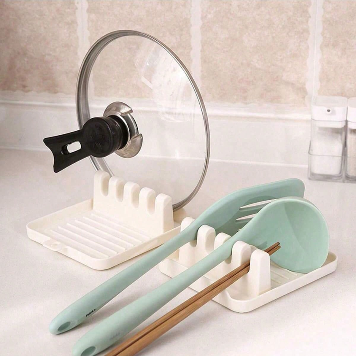 1 Kitchen Spatula Holder, Pot Lid Holder, Countertop Shovel, Spoon Holder, Soup Spoon Mat, Chopstick Holder, Soup Spoon