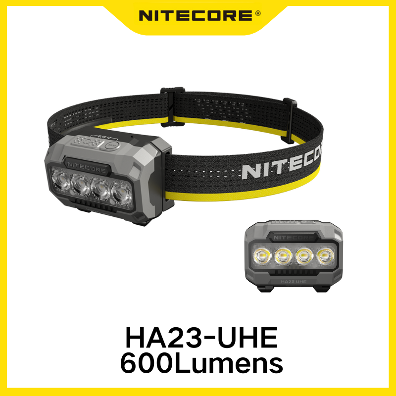 Nitecore  ha23 uhe campinghodelykt 600 lumen 3 fargetemperaturer inkludert 3* aaa-batterier lett vanntett hodelykt