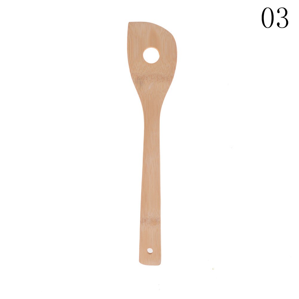Cuchara de cocina , espátula para mezclar, utensilio de bambú, utensilios de cocina de madera, 1 ud.: 3