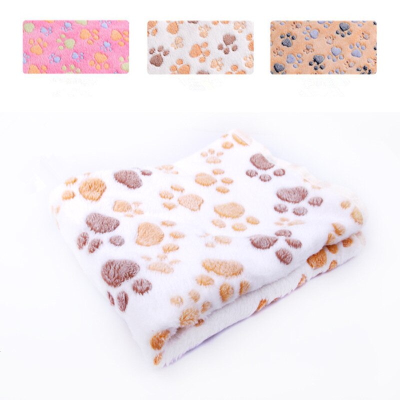 Manta de lana suave con estampado de pata para perro, manta bonita y Floral para dormir, alfombrilla para camas, 3 colores, 40x60cm, 75x50cm