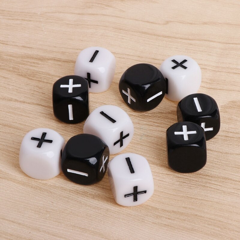 Black and White Multicolor Acrylic Cube Dice Beads Six Sides Portable Table Games Toy Plus and Minus