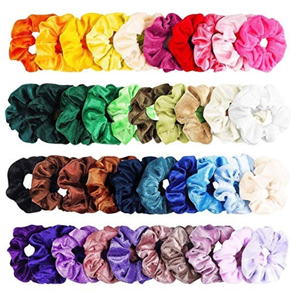 50 Uds. Paquete elástico Scrunchie de terciopelo bandas para pelo para mujer o niña accesorios para el cabello para mujeres rápida