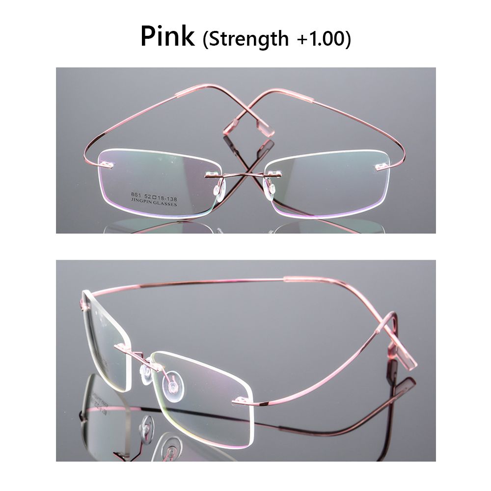 2023 ultraleichte Erinnerung Titan randlose Lesebrille Männer Frauen presbyopische Brille hoch auflösende Brille 1,0 bis 3,5