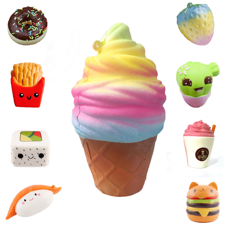Rainbow Color Ice Cream Cute funny Squishy Toy Slow Rising Squishies Squeeze Toy For Fun Novelty cool cheap stuff Antistress Toy