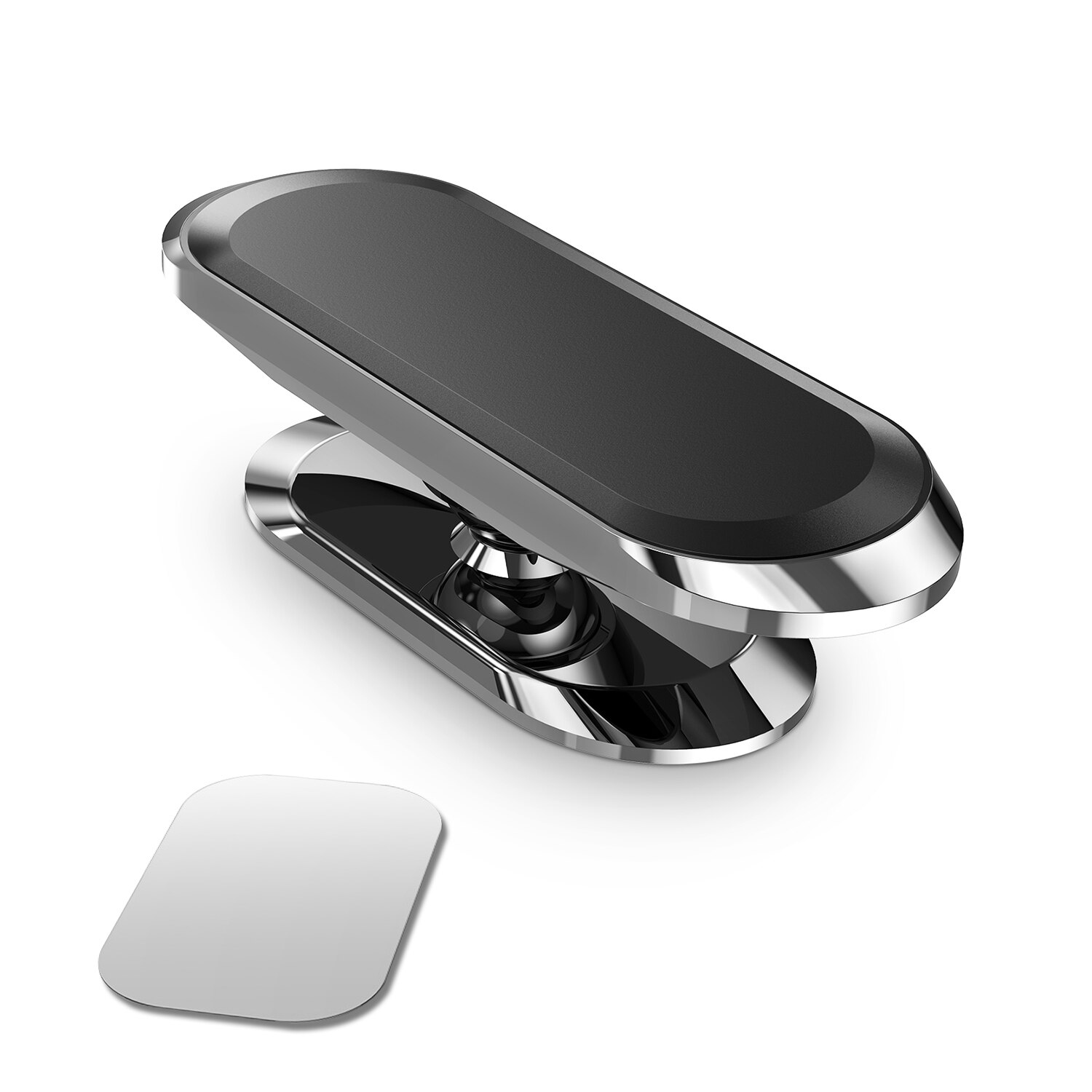 TKEY Metal Magnetic Phone Holder 360° rotating Car Phone Holder Stand For iPhone 11 Pro Zinc Alloy Magnet GPS Car Support Mount: Silver