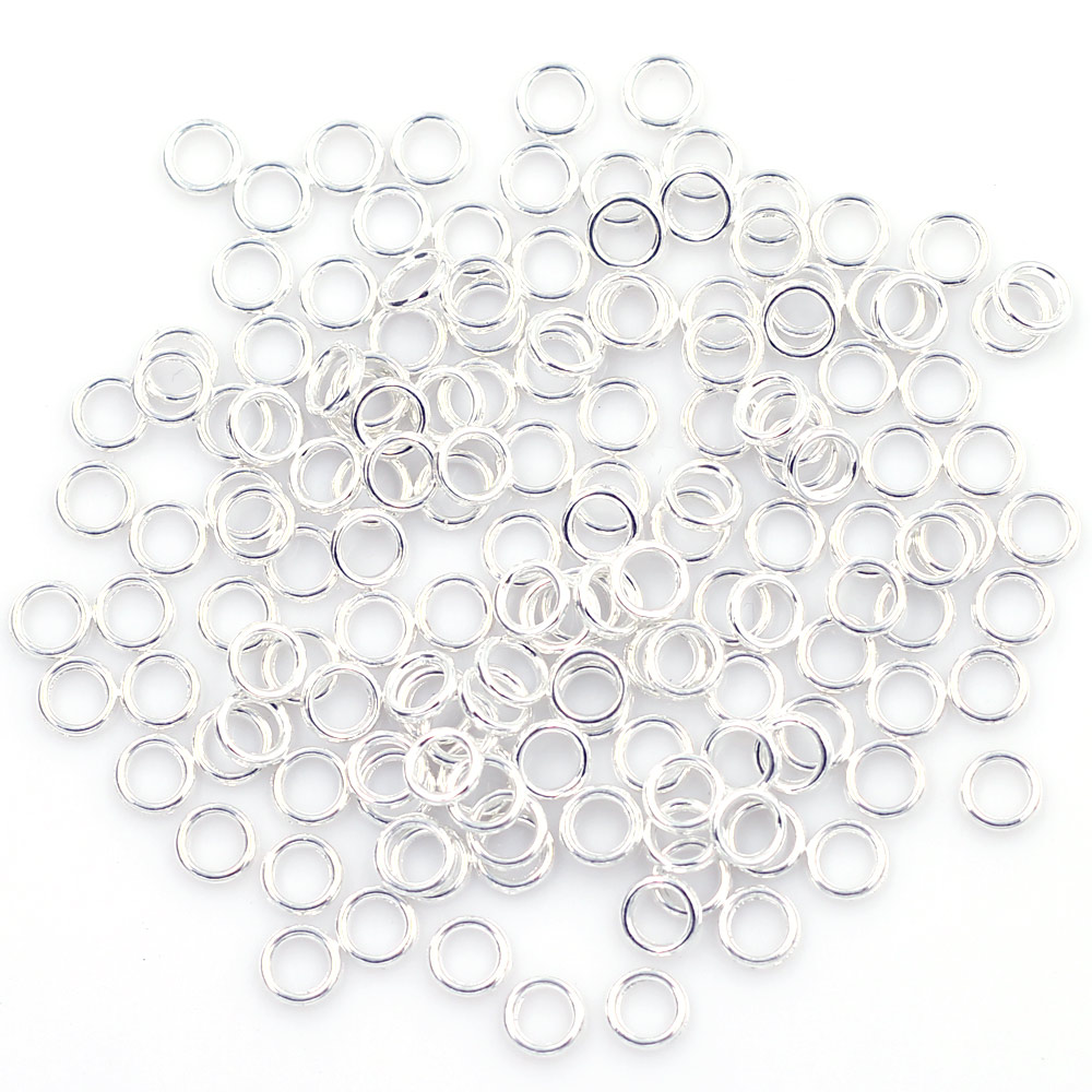 200 sztuk posrebrzany okrągły Metal lutowane zamknięte Jump pierścionki biżuteria DIY dokonywanie ustalenia 6mm