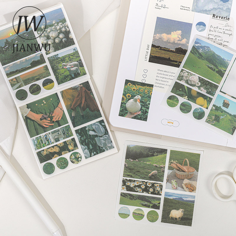 JIANWU – autocollant de paysage esthétique INS, papeterie Kawaii pour décoration de livre, Journal, Art, Scrapbooking, 40 feuilles