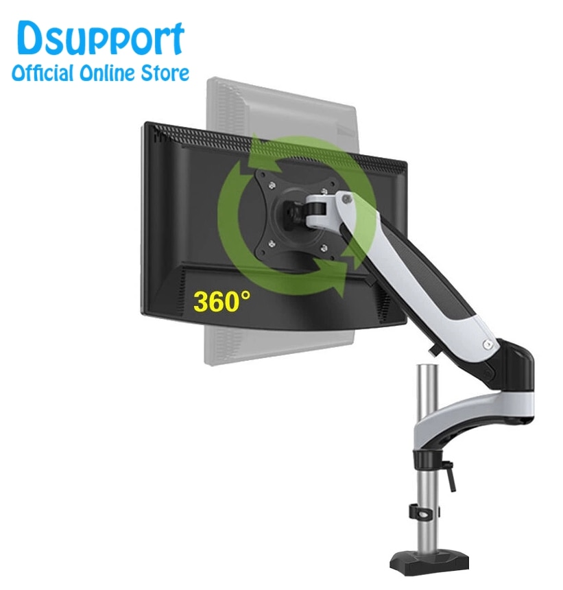 Support d'œillet de plein mouvement de ressort à gaz d'alliage d'aluminium 15 "-27" bras Flexible de support de moniteur LED d'affichage à cristaux liquides chargement de bâti de TV 0-8kgs