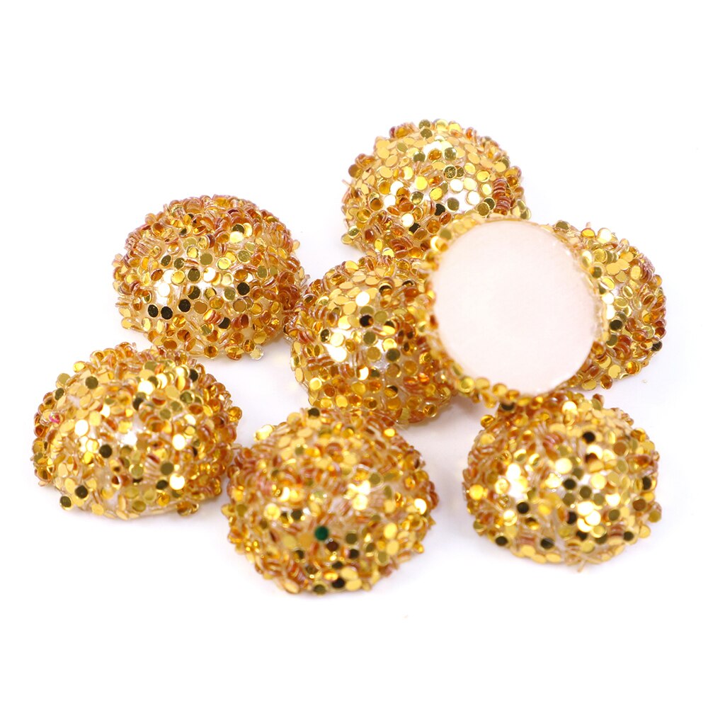 20 st 14 x 14mm tjocka halvcirkelformade glitterpärlor för hårbågedekoration gör-det-själv-örhängen smyckenstillverkning ,20 yc 6625: 1080507010